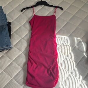 Vibrant Pink Spaghetti Strap Bodycon Dress